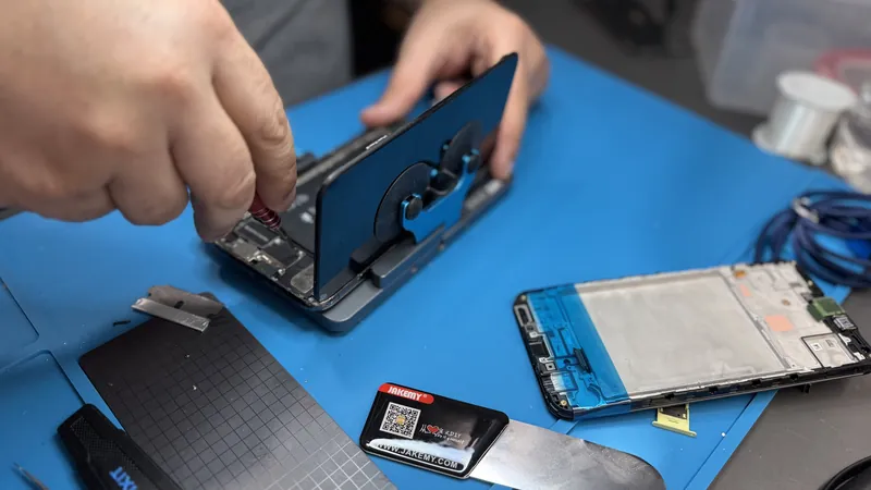 Réparation d'un Samsung Galaxy sur l'établi de Point Service Phone, centre commercial Mantes 2 à Mantes-la-Jolie